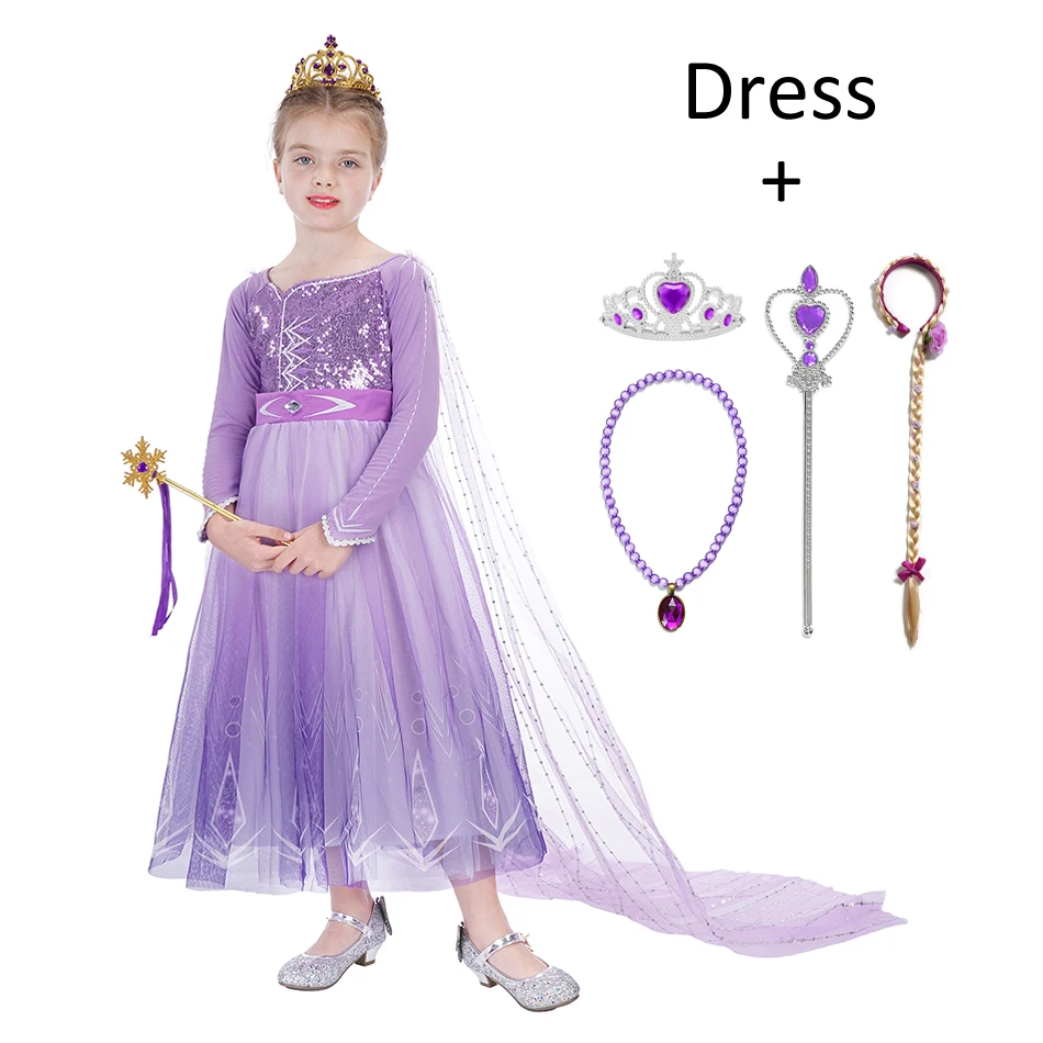 thumbnail image 1 of Vestido de Elsa para niñas, disfraz de Anna con lentejuelas, vestido de baile morado, fiesta de cumpleaños de Navidad, princesa para niños JYF, 1 of 4