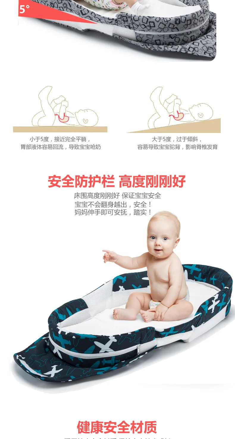 Portable Baby Nest Bed Newborn Breathable Travel Bed High Quality Multifunction Removable Infant Boys Girls Bed Cribs Foldable