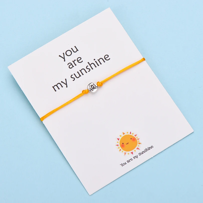 IYOE Wish Card You Are My Sunshine браслеты с глазами для женщин и мужчин, подарок на день рождения, винтажный браслет ручной работы с красной нитью - Окраска металла: color 5