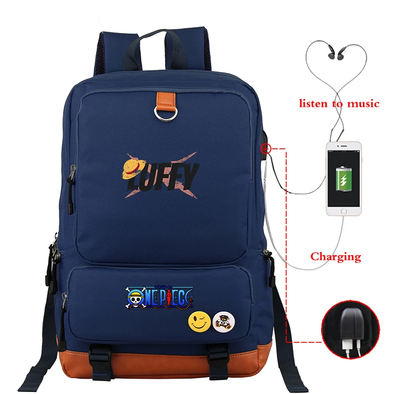 Anime Black Backpack USB Charging Large Capacity Bagpack Unisex School Bags Backpacks Travel Bag for College Bookbag Sac A Dos - Color: Backpack 21