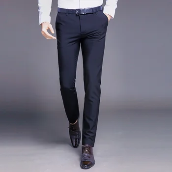 

New Fashion High Quality Cotton Men Suit Pants Straight Spring Autumn Long Male Classic Business Casual Trousers Full Length