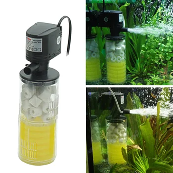 

3 in 1 Submersible Pump Filter Internal Air Driven Bio Filter for Fry Shrimp Nano Fish Tank Aquarium with EU Plug (1180F)