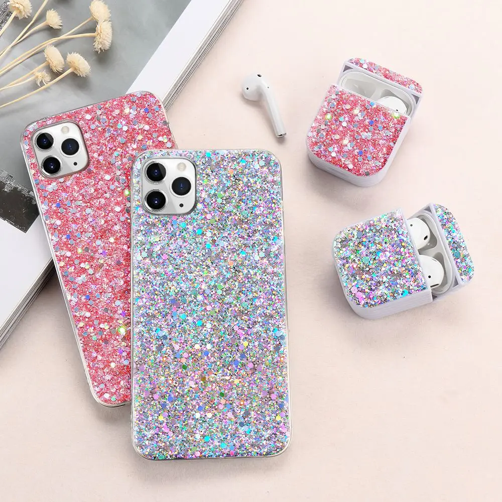 Роскошный блестящий тонкий мягкий чехол с блестками для IPhone 6s 5 5s SE 2020 8 7 Plus