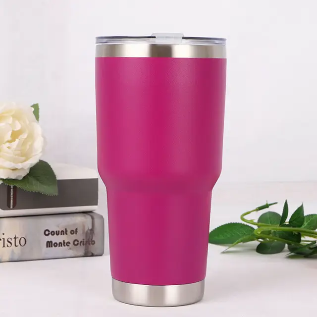30oZ 1000ml Tumbler Vacuum Double Wall Insulation Travel Coffee Mug Insulated Stainless Steel Thermal Cup Water Bottle Rose Red