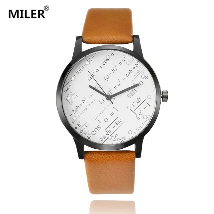 Мужские часы Relogio Masculino Miler модные геометрические математические часы с узором Универсальные мужские часы с кожаным ремнем Homme
