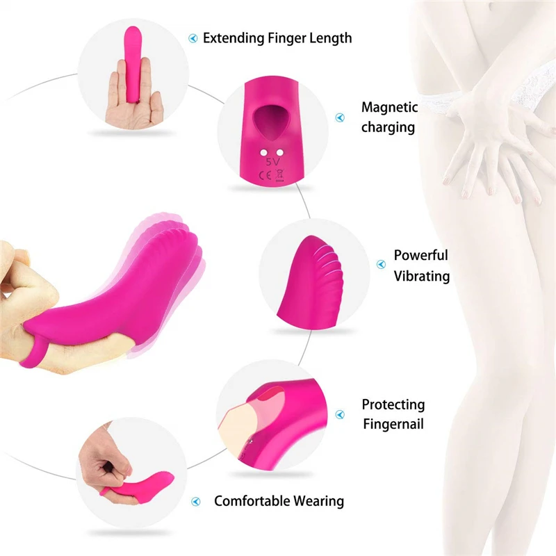 Вибратор G Spot Finger с 9 мощной вибротекстурированной головкой для интенсивной