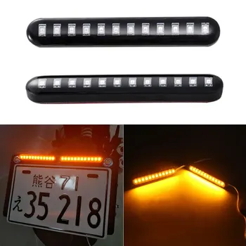 

2PC Sequential Flowing 12 LED Mini Strips Motorcycle Car Led Turn Signal Lights Flasher Light Yellow Light Universal
