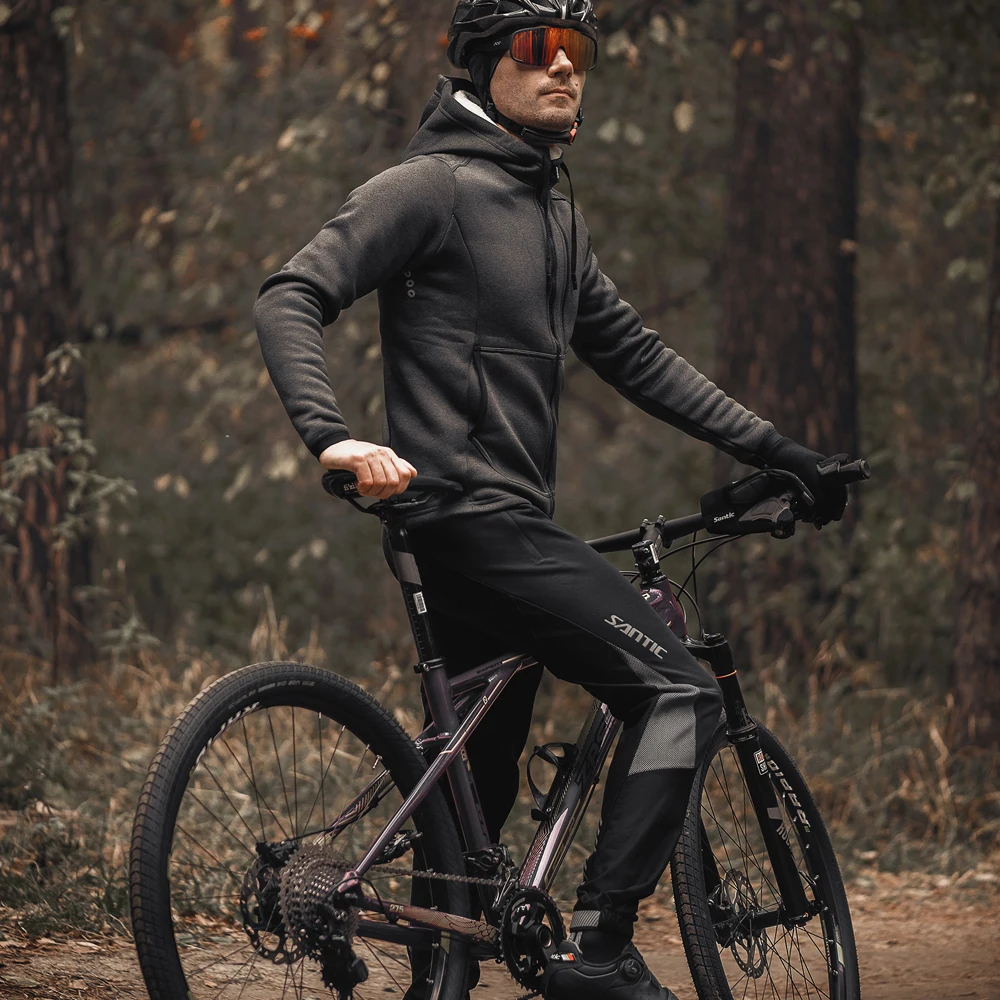 

Santic Men Cycling Sets Cycling Jackets Pants Autumn Winter Fleece Sports suit Thermal Set Warm Up Bicycle Windproof