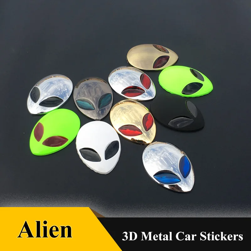 3D Metal Halloween Alien Logo Ufo Emblem Badge Grill Decal Car Sticker Per Audi Bmw Mercedes Benz Volkswagen Dodge Hyundai Kia