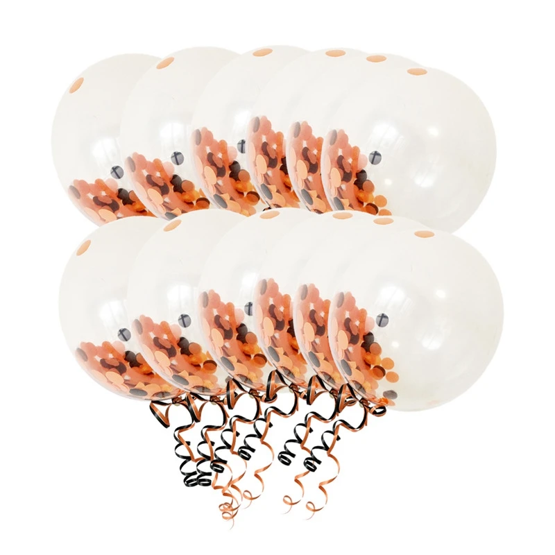 Transparent Latex Balloon Black Orange Confetti Balloons with Ribbon Birthday Halloween Christmas Baby Shower Wedding Party Deco | Дом и сад