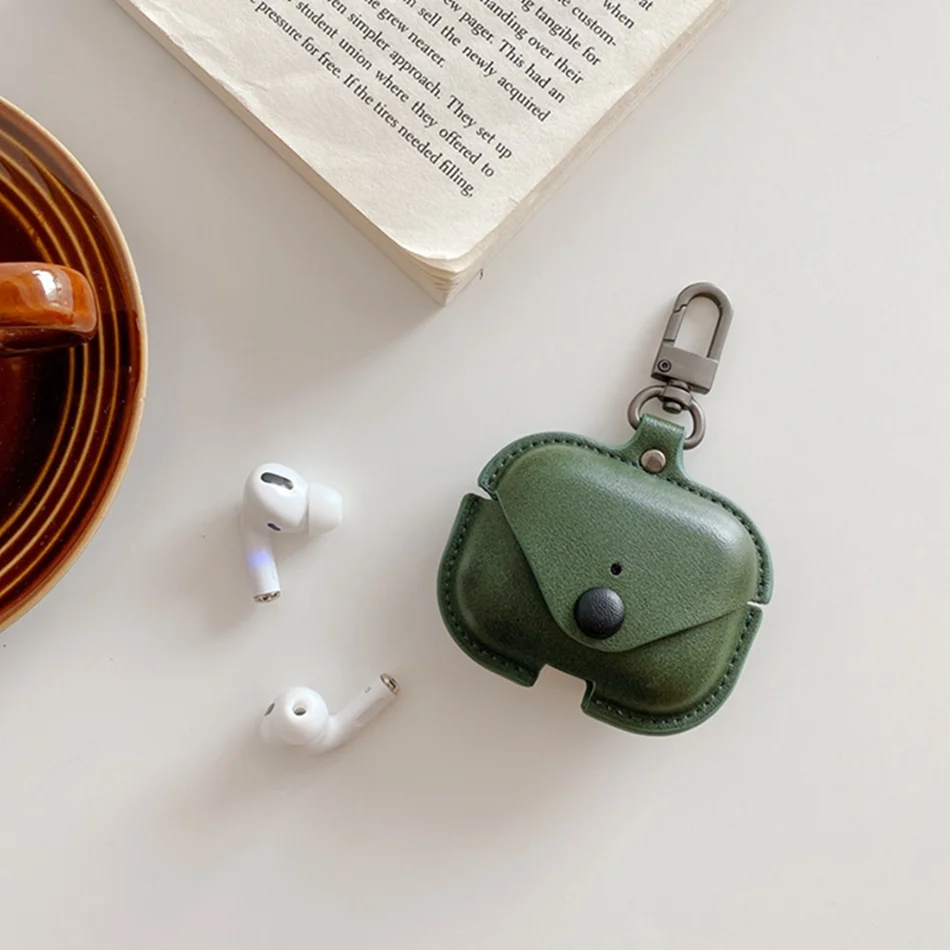 Green Брендовый чехол для наушников для Airpods Pro чехол Роскошный кожаный чехол для Apple Air Pods 3 Pro чехол s Earpods наушники с крючками - Цвет: Green