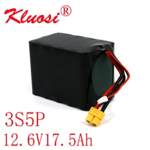  KLUOSI 3S5P 12V 17.5Ah 18Ah 12.6V High Capacity UAV Rechargeable Li-ion Battery for Various RC Airplane Quadrotor XH2.54-4P XT60 