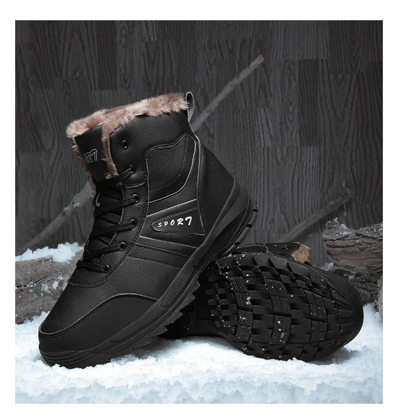 Брендовые зимние меховые очень теплые зимние ботинки для мужчин и взрослых Мужская обувь нескользящие резиновые повседневные рабочие безопасные повседневные ботильоны