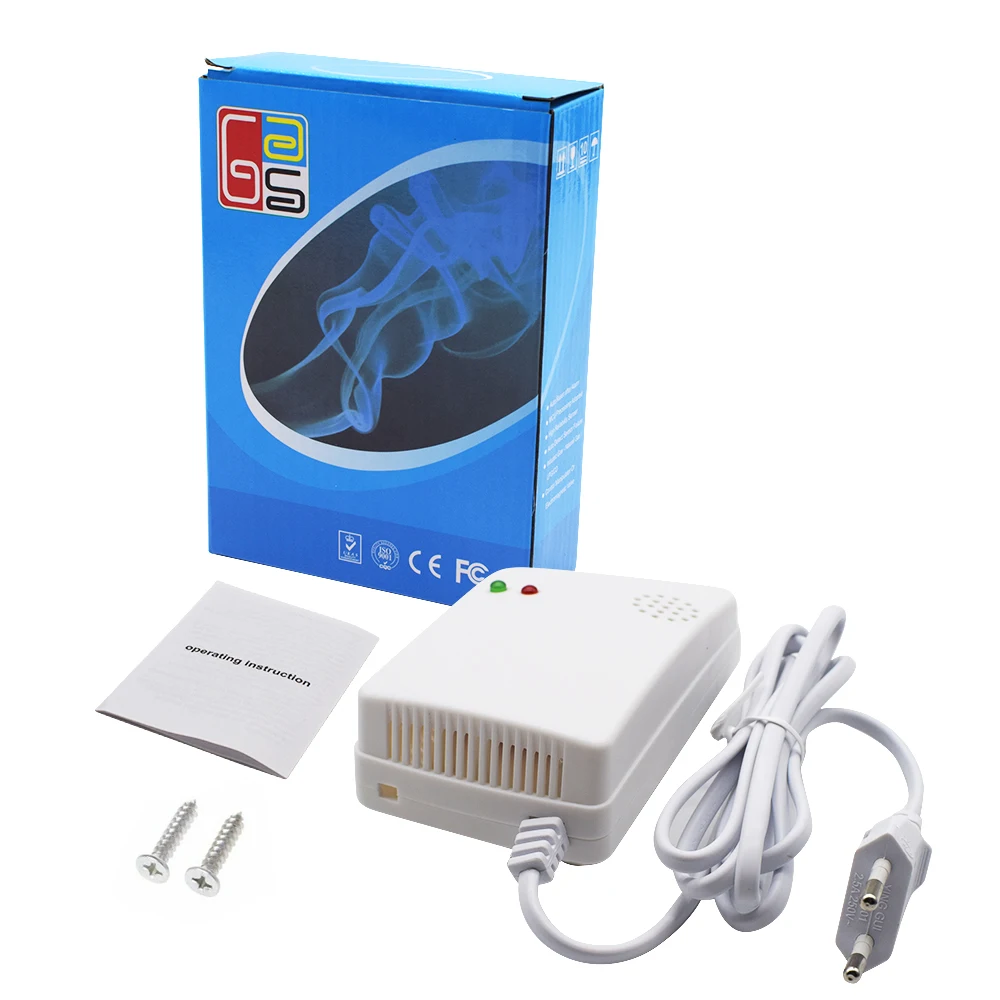 Detector de Vazamento de Gás Combustível Sensibilidade Carvão Natural Alarme Portátil Aviso Plug ue 85db 10 Sensor e detector