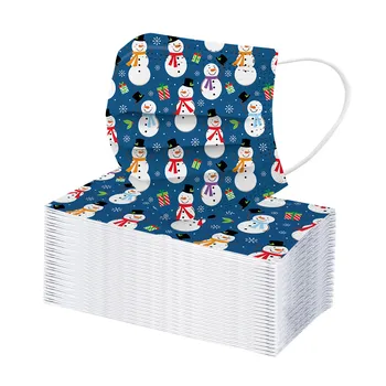 

50pcs Adult Maks 3 layer Christmas Masks Cartoon print Disposable Adults Unisex maski Non-woven protection mascaras