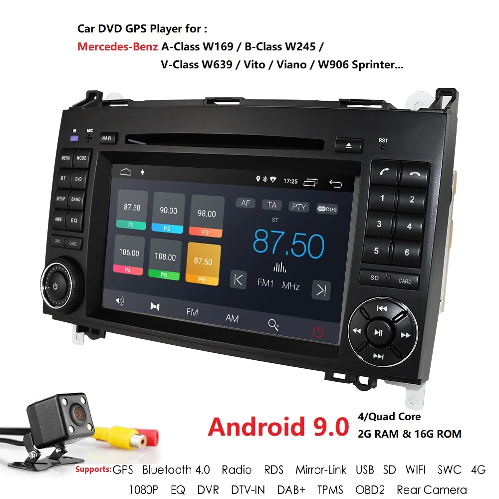 Clearance 7 Inch Car DVD Player For Mercedes Benz B200 A B Class W169 W245 Viano Vito W639 Sprinter W906 Android 9.0 Quad Core GPS SWC BT 1