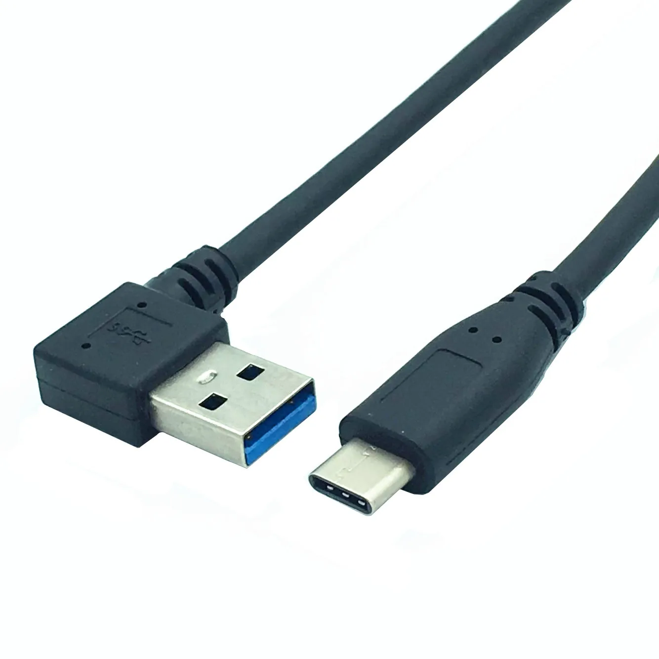 90 градусов левый угол USB 3,0(тип-a) штекер USB3.1(тип-c) Мужской USB кабель для синхронизации данных и зарядки(черный) 0,25 м;