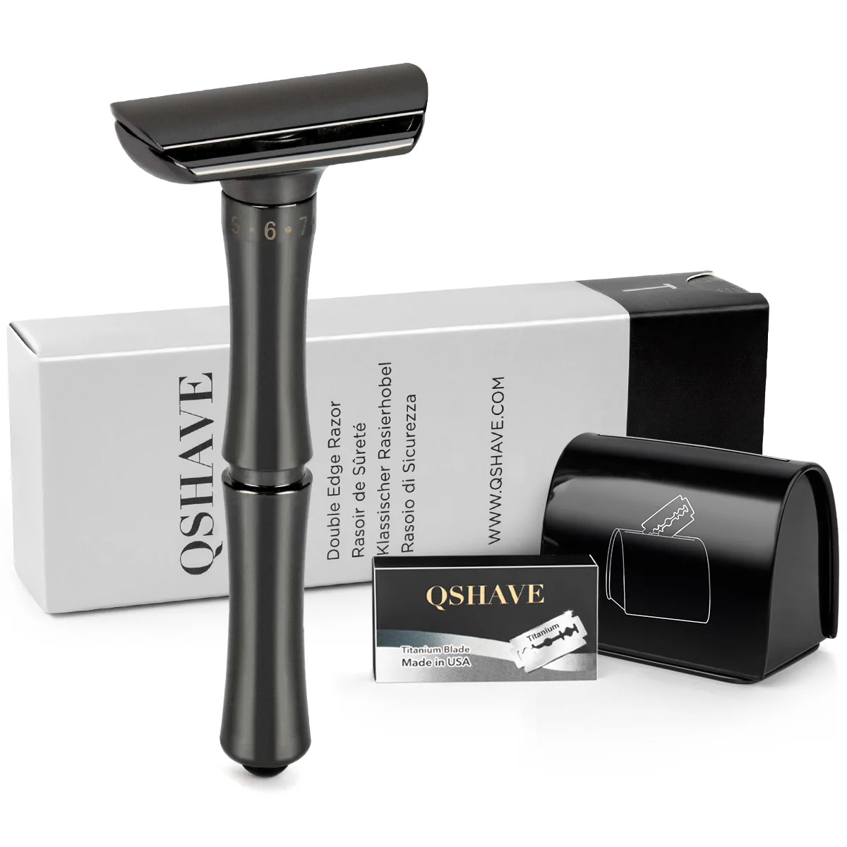 QShave матовая черная регулируемая Безопасная бритва безопасный