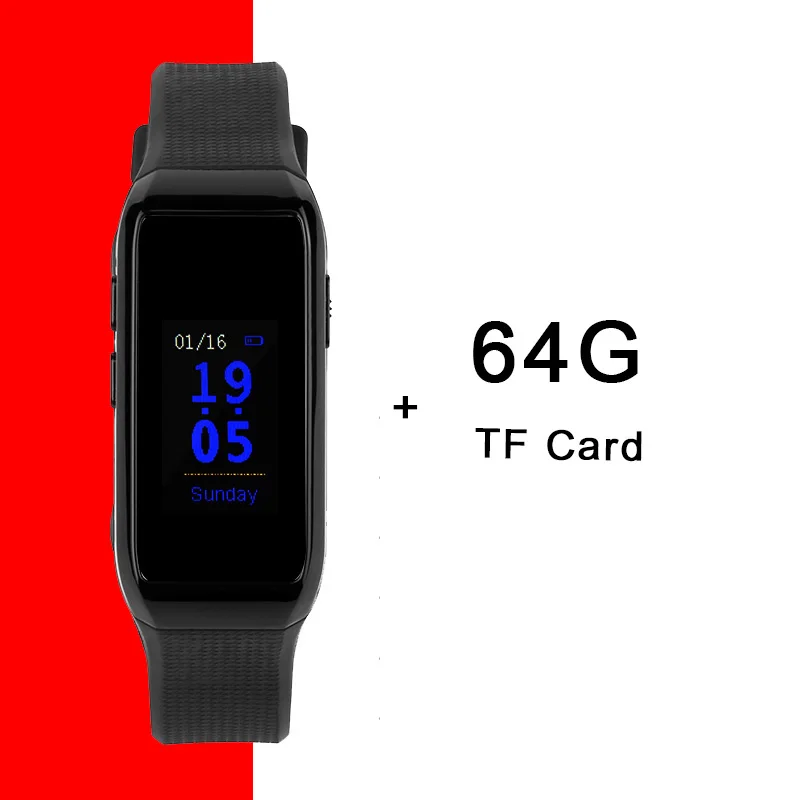 64GB HD 1080P камера Диктофон Видео Аудио Звук Спорт трекер часы SmartBand браслет умный браслет - Цвет: 64GB