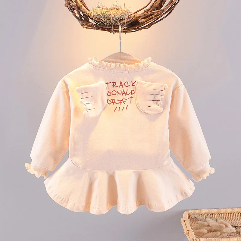 

Girls Western Style Autumn Clothing Cute Angel Doll Print Dress 0-3-Year-Old Infants Autumn Fashion Tops