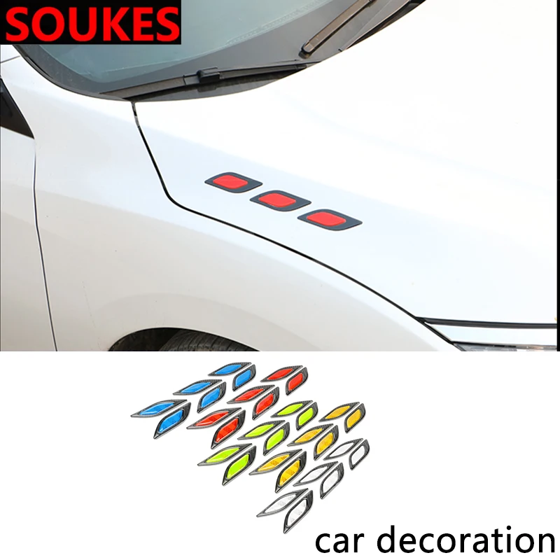 6 шт. светоотражающие наклейки на капот автомобиля Renault Megane Logan Mitsubishi Lancer VW Tiguan Golf 4