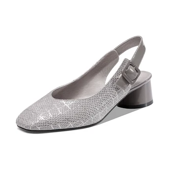 

Slingbacks Shoes Woman 4cm med rouned Heels women Pumps square Toe Femme Sexy Ladies casual Shoes size 34-43