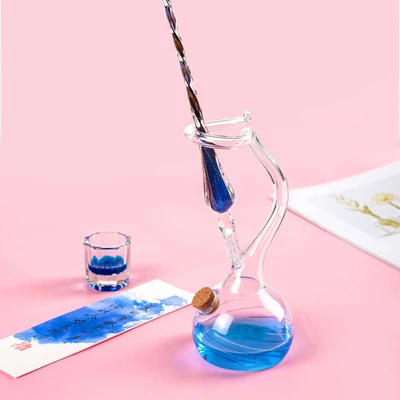 Goedkoop Creatieve Dip Pen Houder Decoratieve Vormige Glazen Pennenhouder Desk Organizer