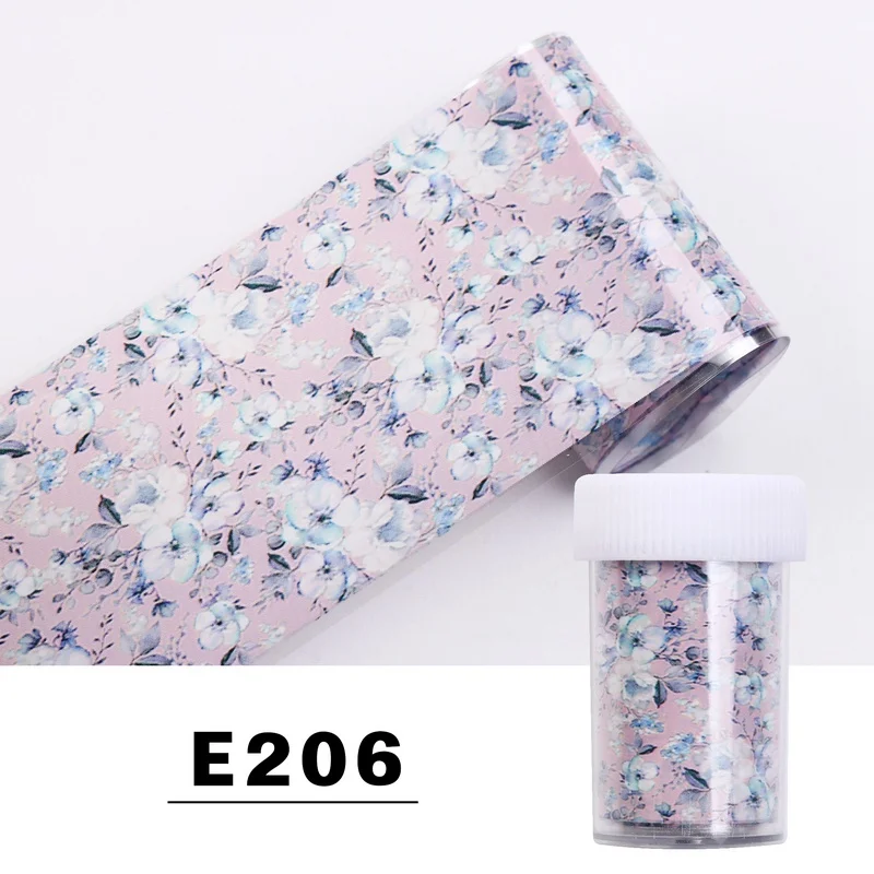E206 Nail Foil 1 шт. голографический цветок Звездная Фольга для ногтей 4*100 см 33 цветной хрустальный камень переводная наклейка из фольги маникюрный набор Nailart украшения - Цвет: E206 Nail Foil