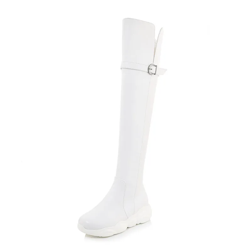 ASUMER/Большие размеры 34-46, модные сапоги выше колена женские сапоги на плоской платформе с круглым носком зимние теплые сапоги с искусственным мехом