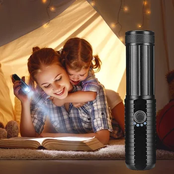 

P50 LED Waterproof Flashlight USB Rechargeable Work Light Ultra Bright Torches 5 Modes Durable Camping Emergency Lamps