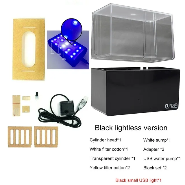 black w blue lamp