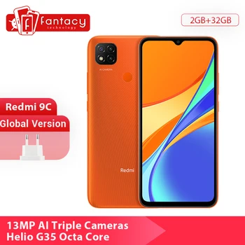 Перейти на Алиэкспресс и купить В наличии глобальная версия Xiaomi Redmi 9C 9 C мобильный телефон 2 ГБ 32 ГБ 6,53 ''экран 13 МП задние камеры Helio G25 Восьмиядерный 5000 мАч