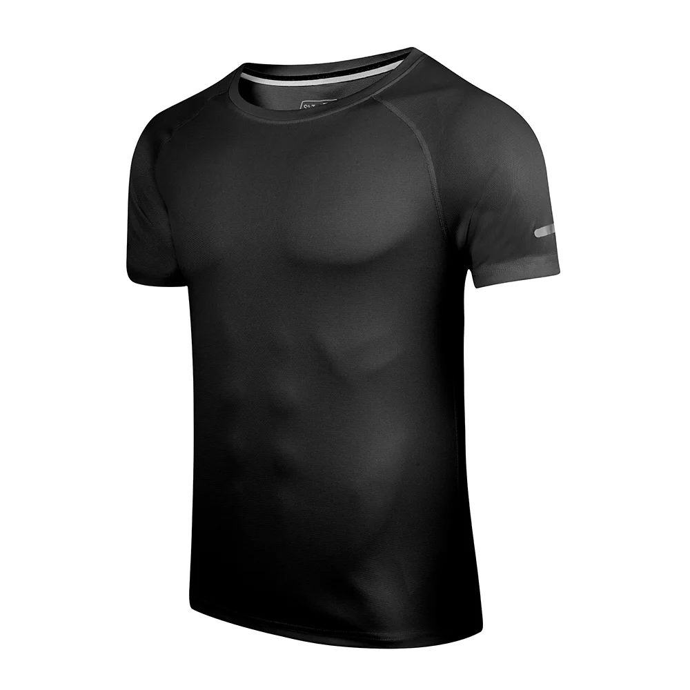Мужская футболка для бега летняя уличная одежда повседневная спортивная быстросохнущая дышащая Топ 8 цветов спортивная рубашка - Цвет: black