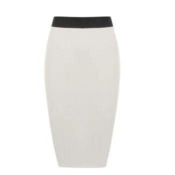 

Fashion Sexy High Waist Slim Skirts Women Bodycon Pencil Skirt White grey Skirt Office Lady Elegant Club Party Midi Saias