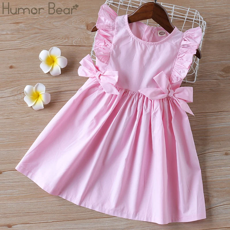 

Humor Bear Girls Dress Summer New Style Princess Dress Openwork Embroidered Dress Cute Vest Dress Girls Clothing