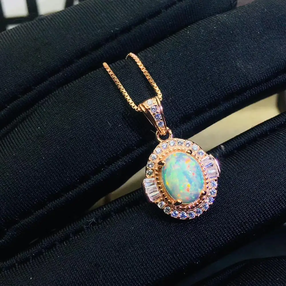 KJJEAXCMY fine jewelry 925 sterling silver inlaid Natural Opal exquisite Ring Earring Necklace Women's Suit Support Test