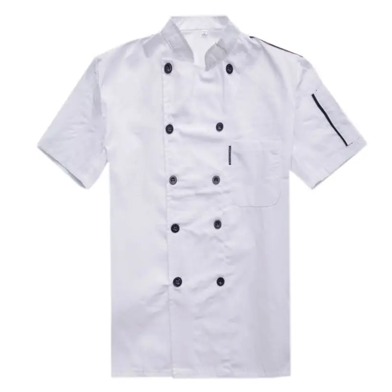

Unisex Short Sleeve Summer Chef Jacket Double-Breasted Restaurant Cook Uniform Food Service Coat Work Apparel with Pockets M-3XL