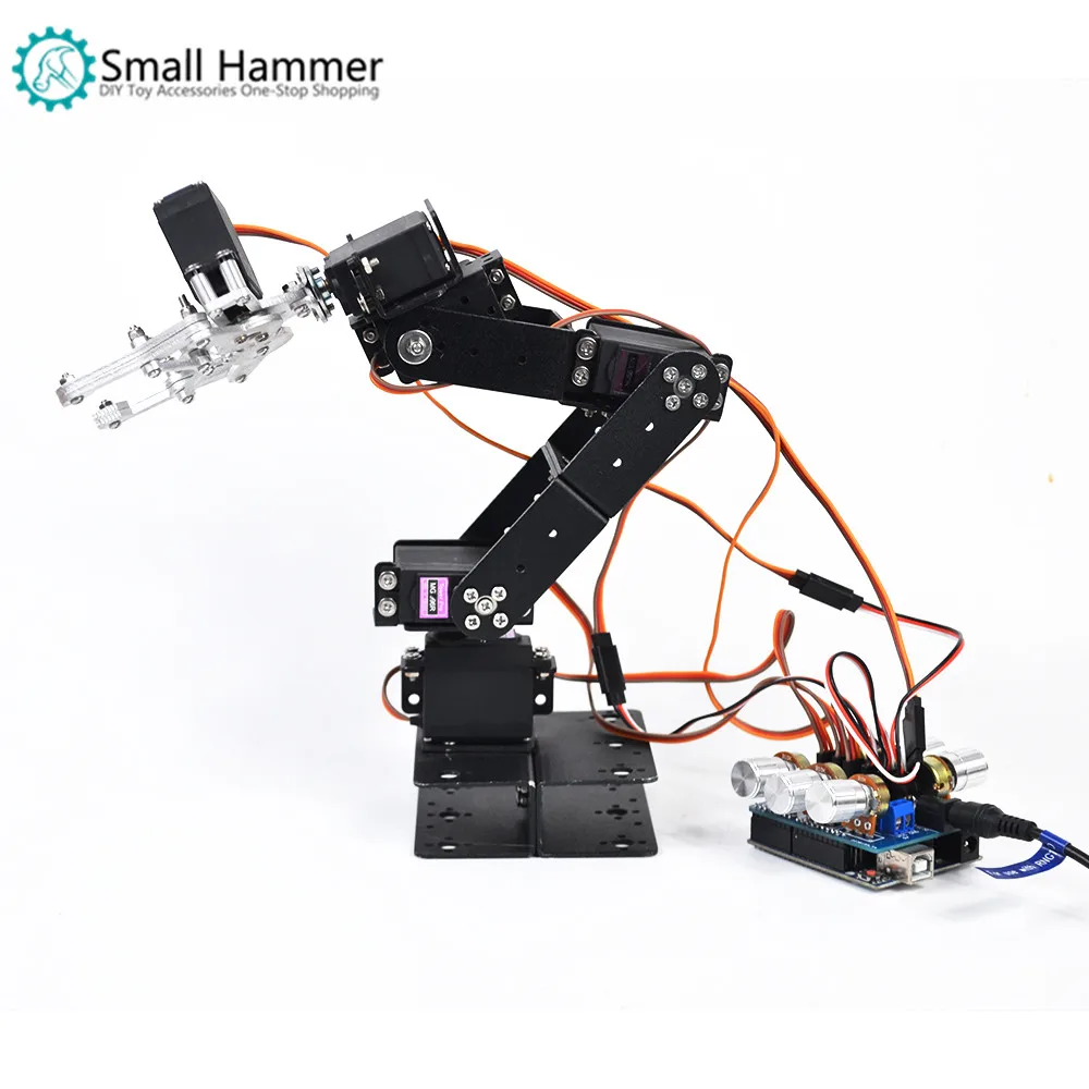 6DOF robot arm arduino set potentiometer knob control mg996 servo