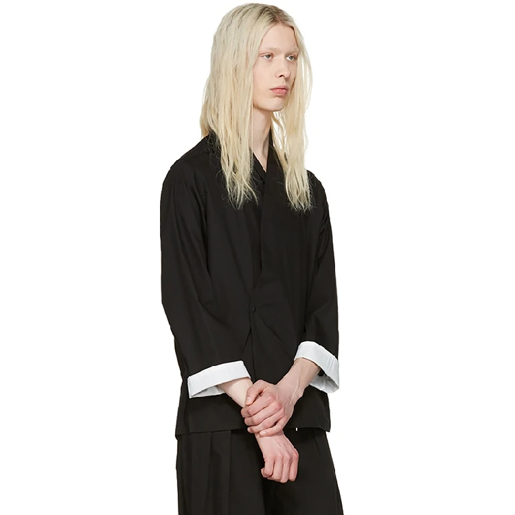 XS-6XL новая мужская одежда стилист волос DJ Мода китайский стиль V воротник футболка плюс размер певица костюмы - Цвет: as picture