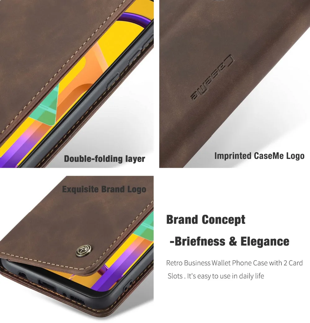 CaseMe Luxury Magnetic Retro Card Slot Stand Flip Cover For Samsung Galaxy M30S M21 Leather Wallet Case For Samsung M31 (20)