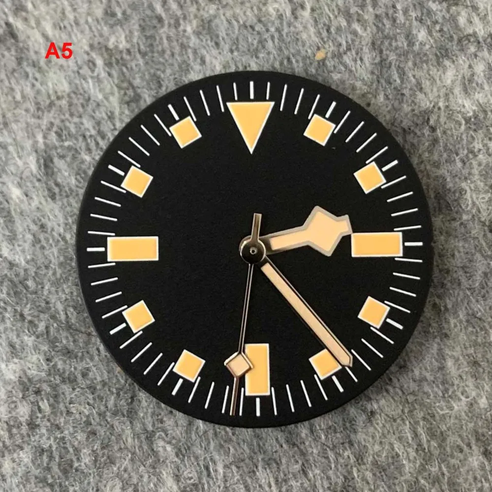 28.5mm Retro Green Luminous Watch Dial + Watch Hands NH35 NH36 Movement Modified Part