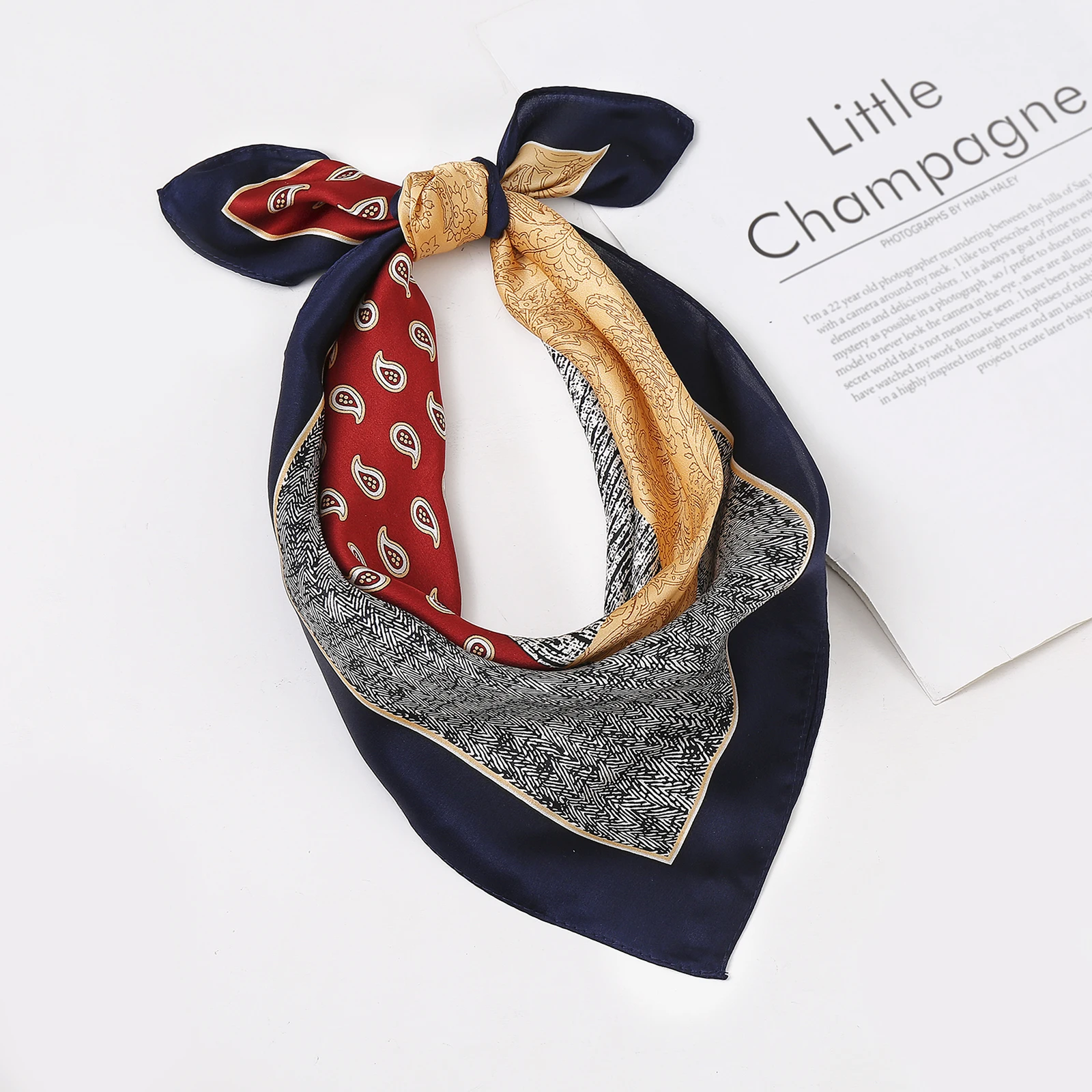 

1 PC Luxury Silk Scarf For Lady Daily Business Accessories Shawls And Wraps Women Small Hair Neck Hijabs Foulard Scarves 53x53cm