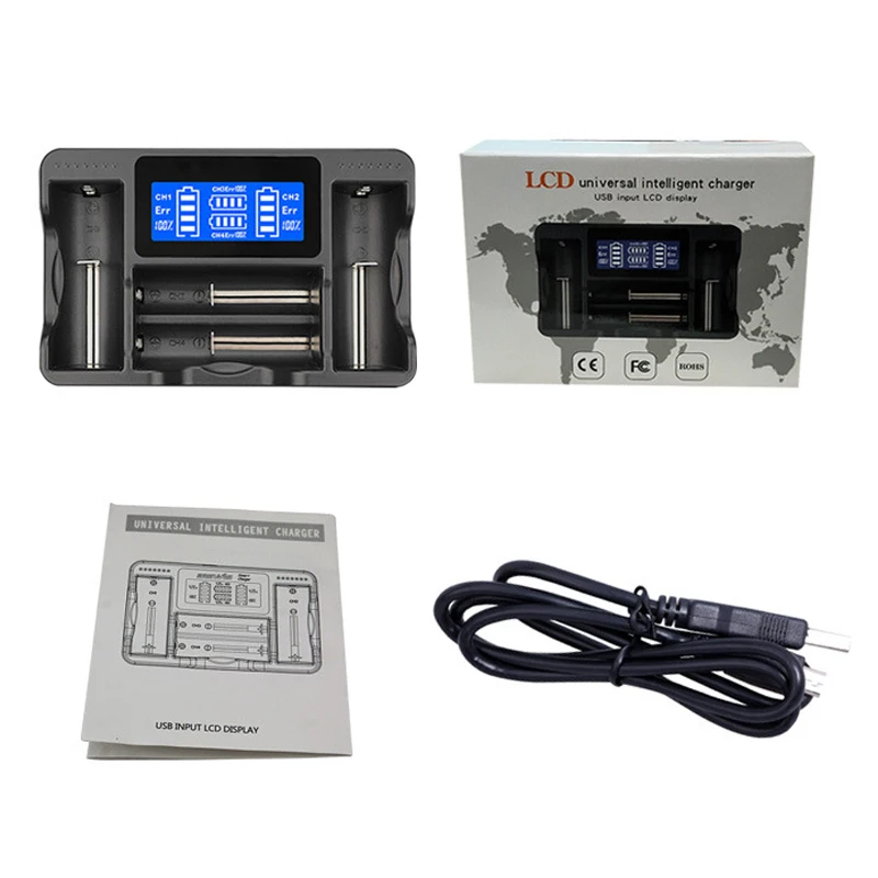 Умное зарядное устройство с ЖК дисплеем зарядка через USB 18650 3 7 в 18350 18500 21700 20700B 10440