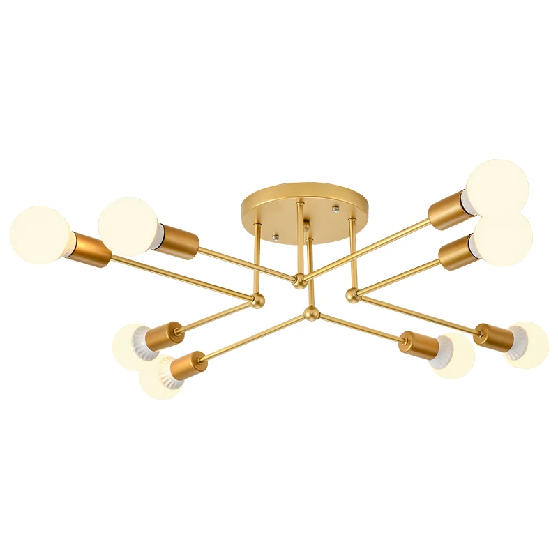 

6/8 Heads Multiple Rod Wrought Iron Ceiling Light LED Retro Industrial Loft Nordic Dome Lamp for Living Room Dinning Bar Lights