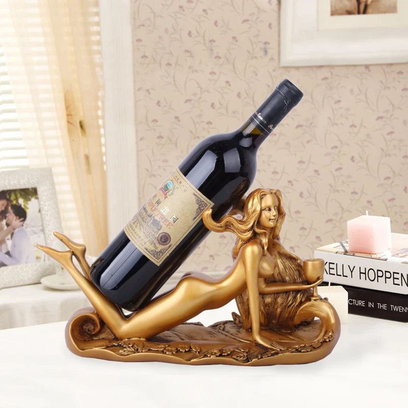 

European Golden Sexy Beauty Statue Resin Wine Rack Home Decoration Accessories Modern Cabinet Decorative Ornament