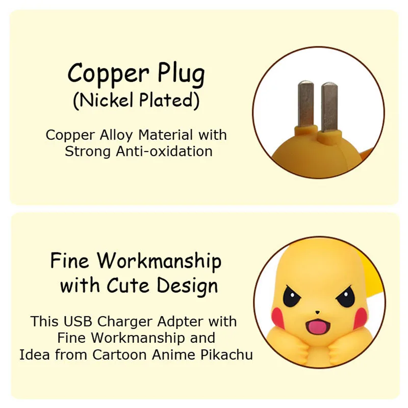 Мультяшное аниме смешное зарядное устройство пикачуэ Европейская USB Зарядка