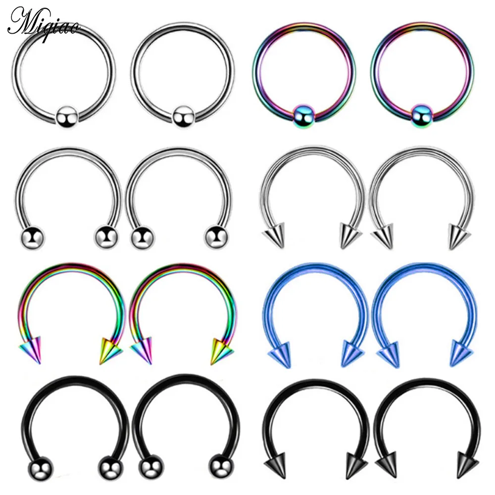 

Miqiao 1pcs European and American Fashion Body Piercing Jewelry Stainless Steel Nose Ring Earrings