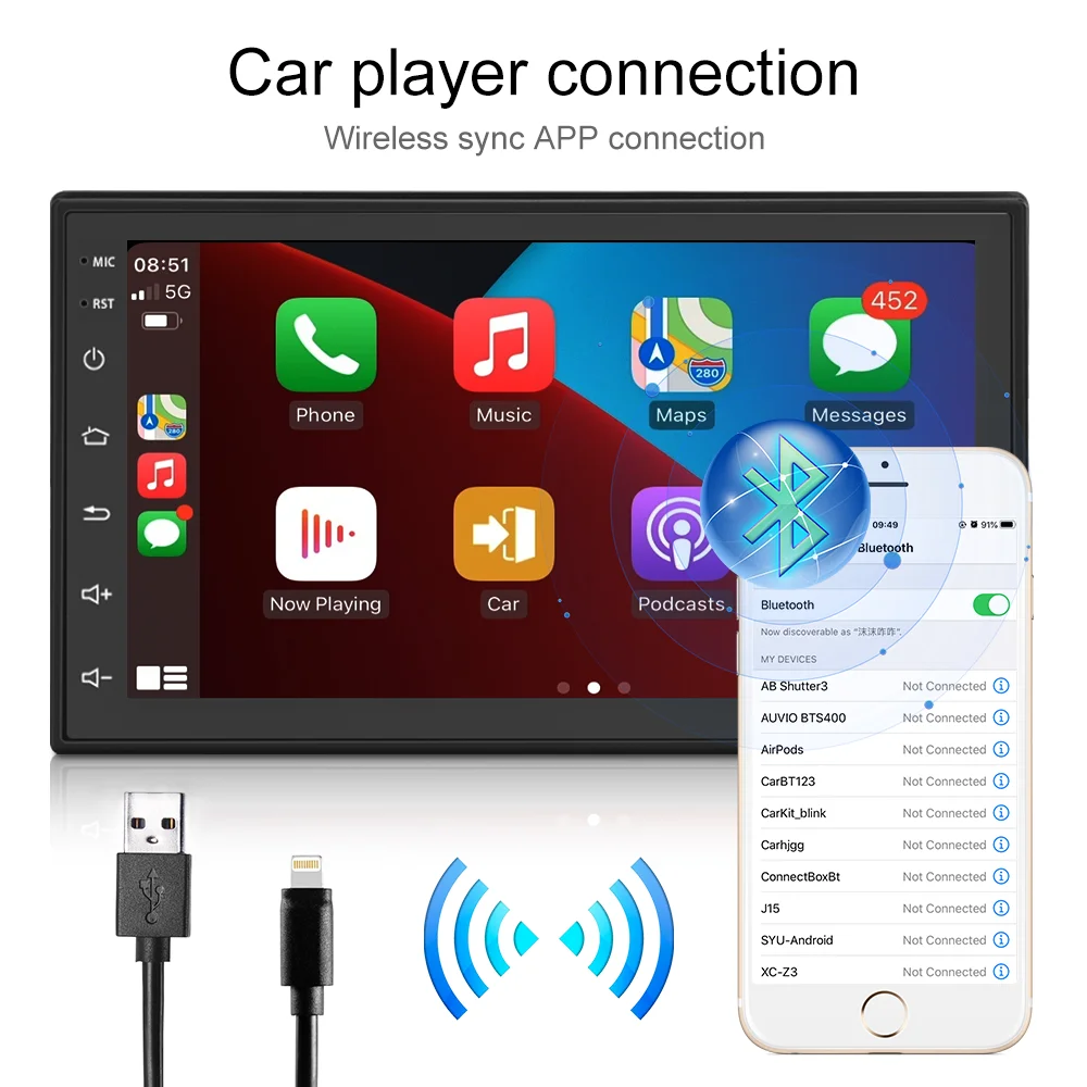 Radio de coche Android 13 de 10 pulgadas con pantalla táctil GPS Sat Navi  Reproductor estéreo AMprime 2 DIN Bluetooth WiFi Receptor FM Teléfono móvil