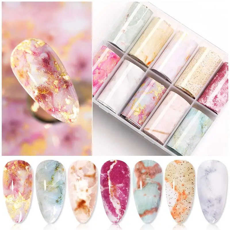 Marble Flower Series Holographic Nail Sticker