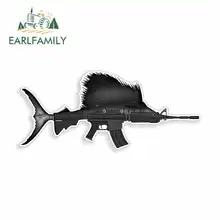 EARLFAMILY 13cm x 13cm for Sailfish Fishing Rifle Cartoon Funny Car Stickers RV VAN DIY Fine Decal Bumper Trunk Truck Graphics